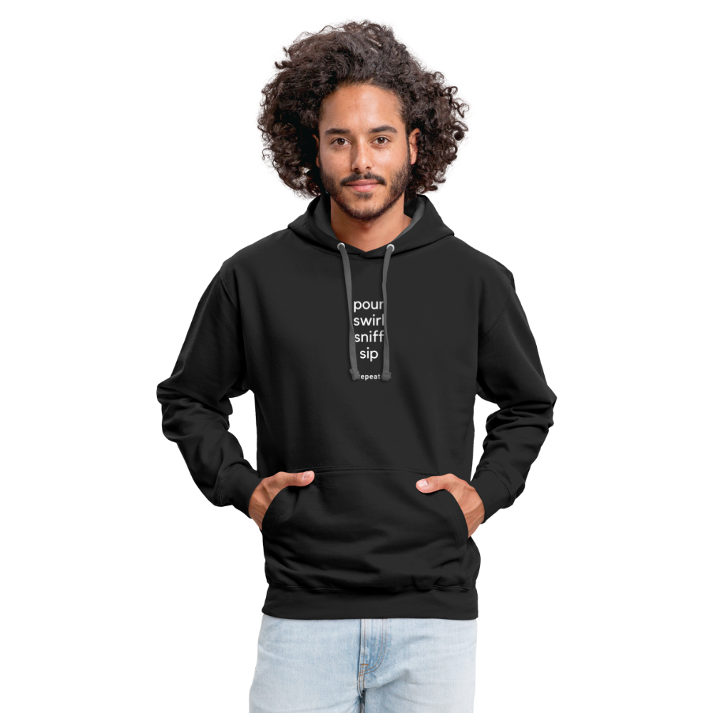 Hoodie - wine tasting process - black/asphalt