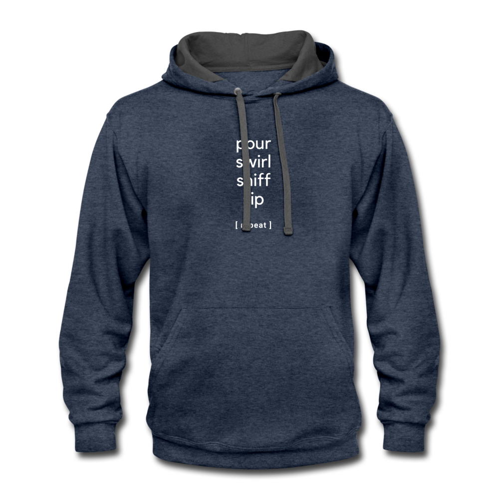 Hoodie - wine tasting process - indigo heather/asphalt