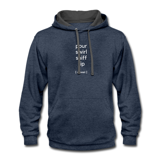 Hoodie - wine tasting process - indigo heather/asphalt