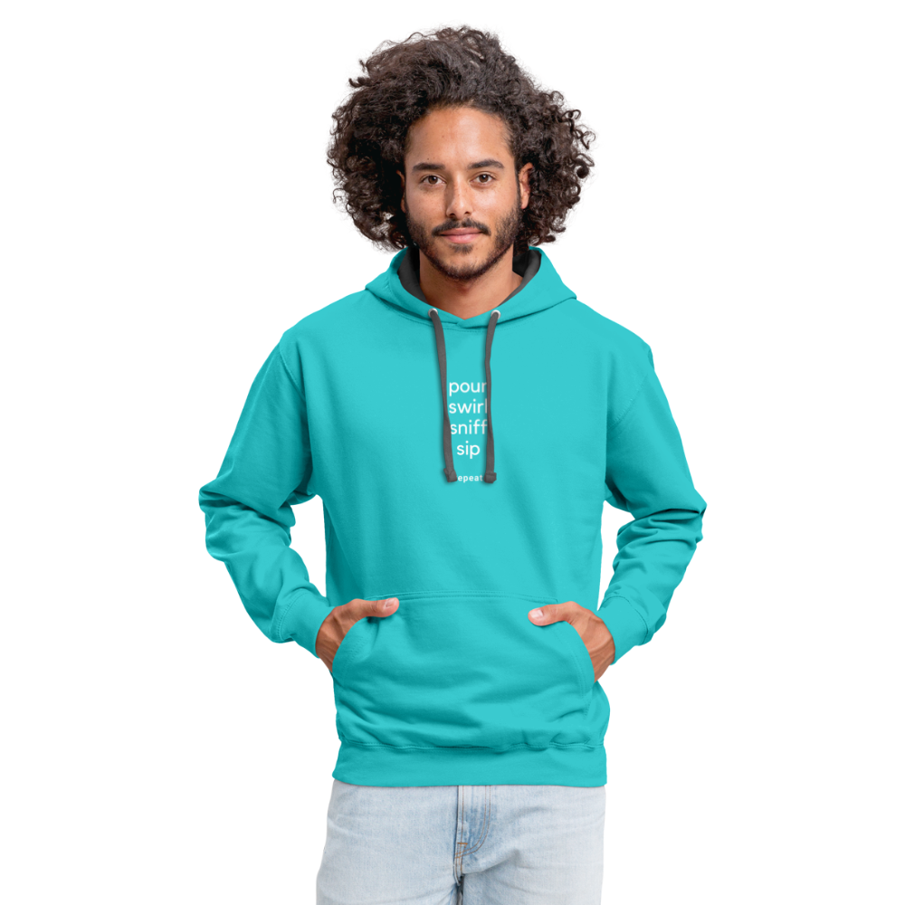Hoodie - wine tasting process - scuba blue/asphalt