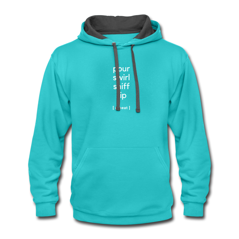 Hoodie - wine tasting process - scuba blue/asphalt