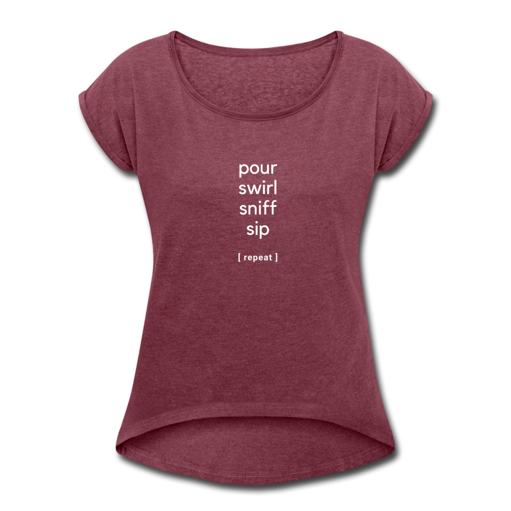 Wine tasting process, Women's T - heather burgundy