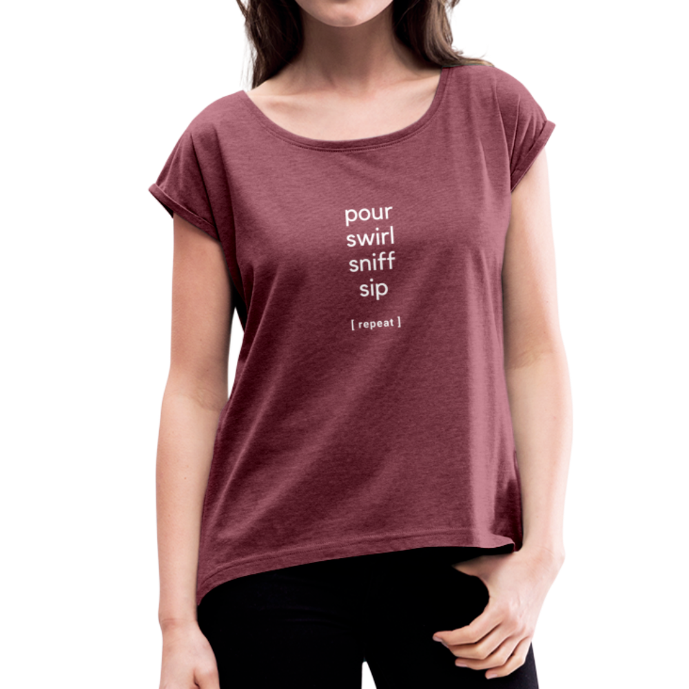 Wine tasting process, Women's T - heather burgundy