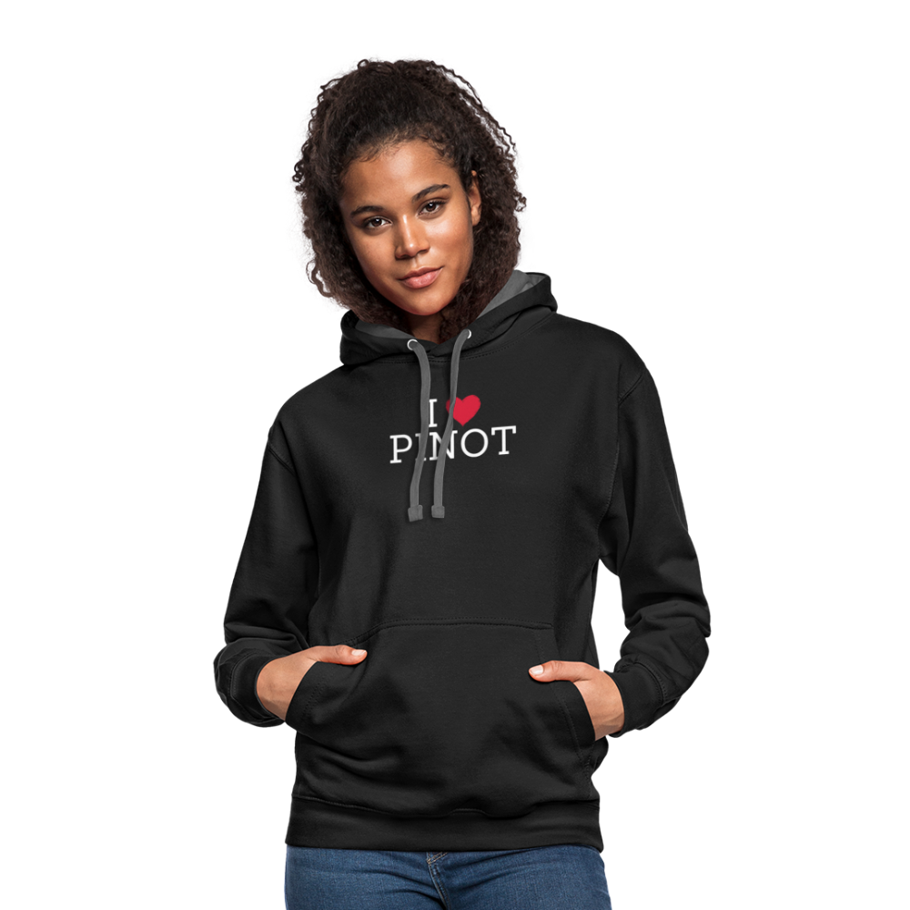 I "heart" Pinot Contrast Hoodie - black/asphalt