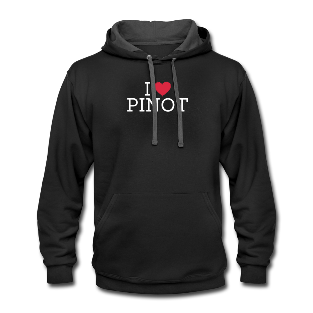 I "heart" Pinot Contrast Hoodie - black/asphalt