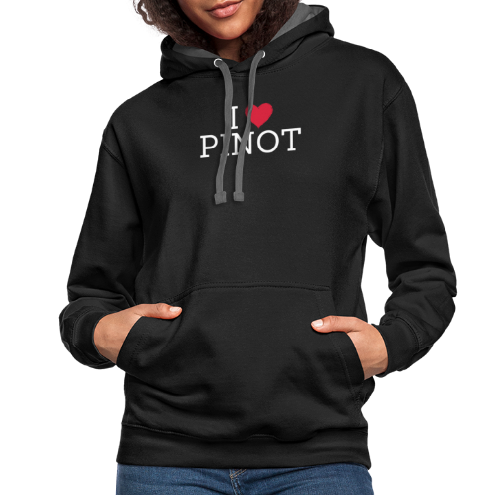 I "heart" Pinot Contrast Hoodie - black/asphalt