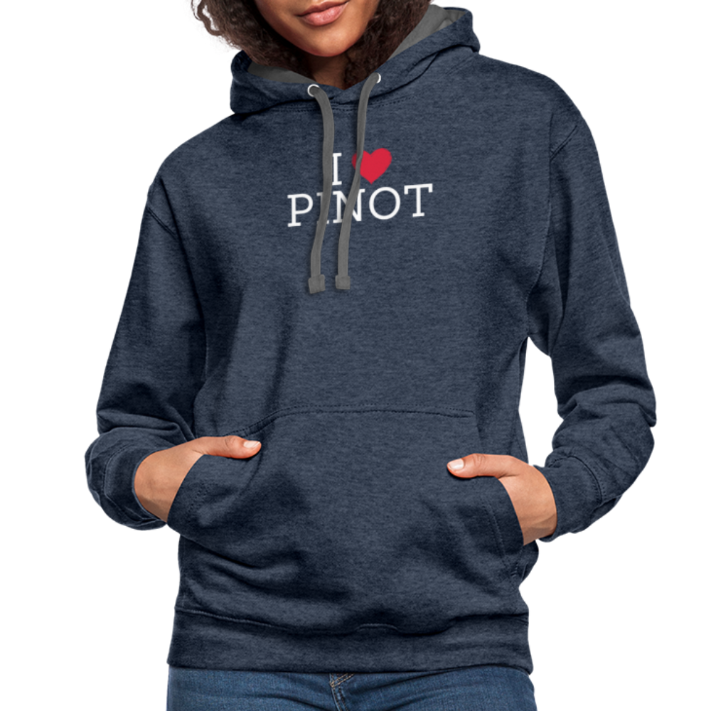 I "heart" Pinot Contrast Hoodie - indigo heather/asphalt