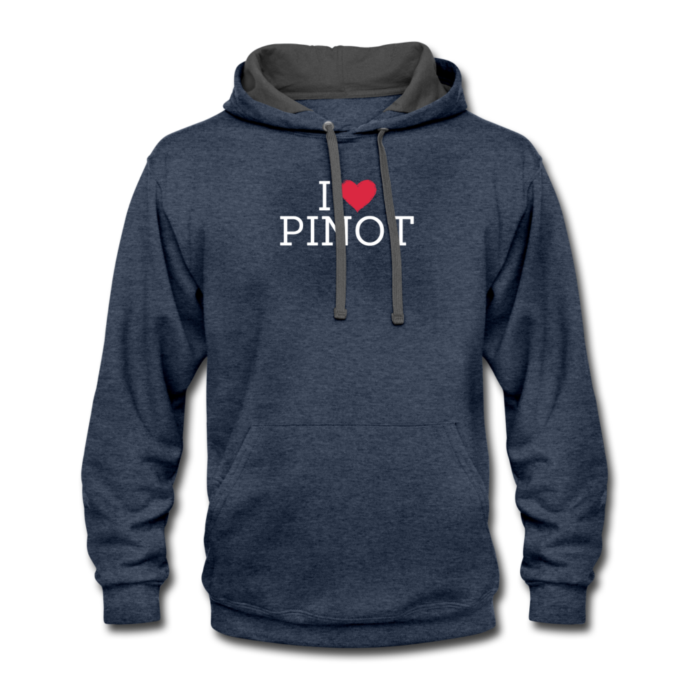 I "heart" Pinot Contrast Hoodie - indigo heather/asphalt