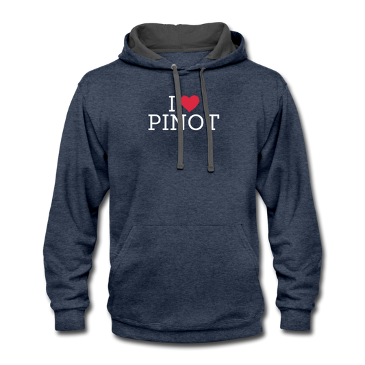 I "heart" Pinot Contrast Hoodie - indigo heather/asphalt