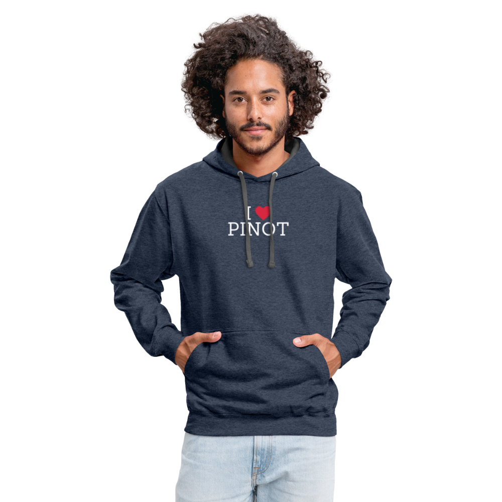 I "heart" Pinot Contrast Hoodie - indigo heather/asphalt