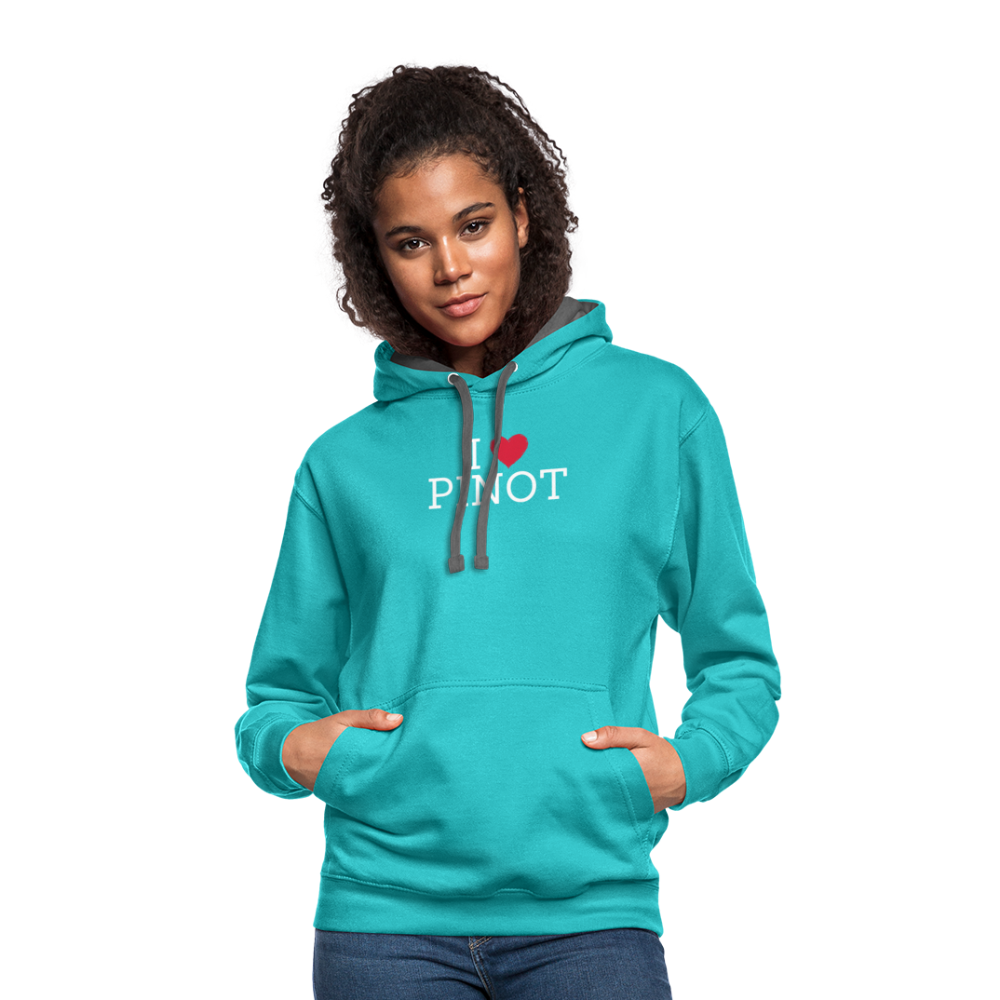 I "heart" Pinot Contrast Hoodie - scuba blue/asphalt