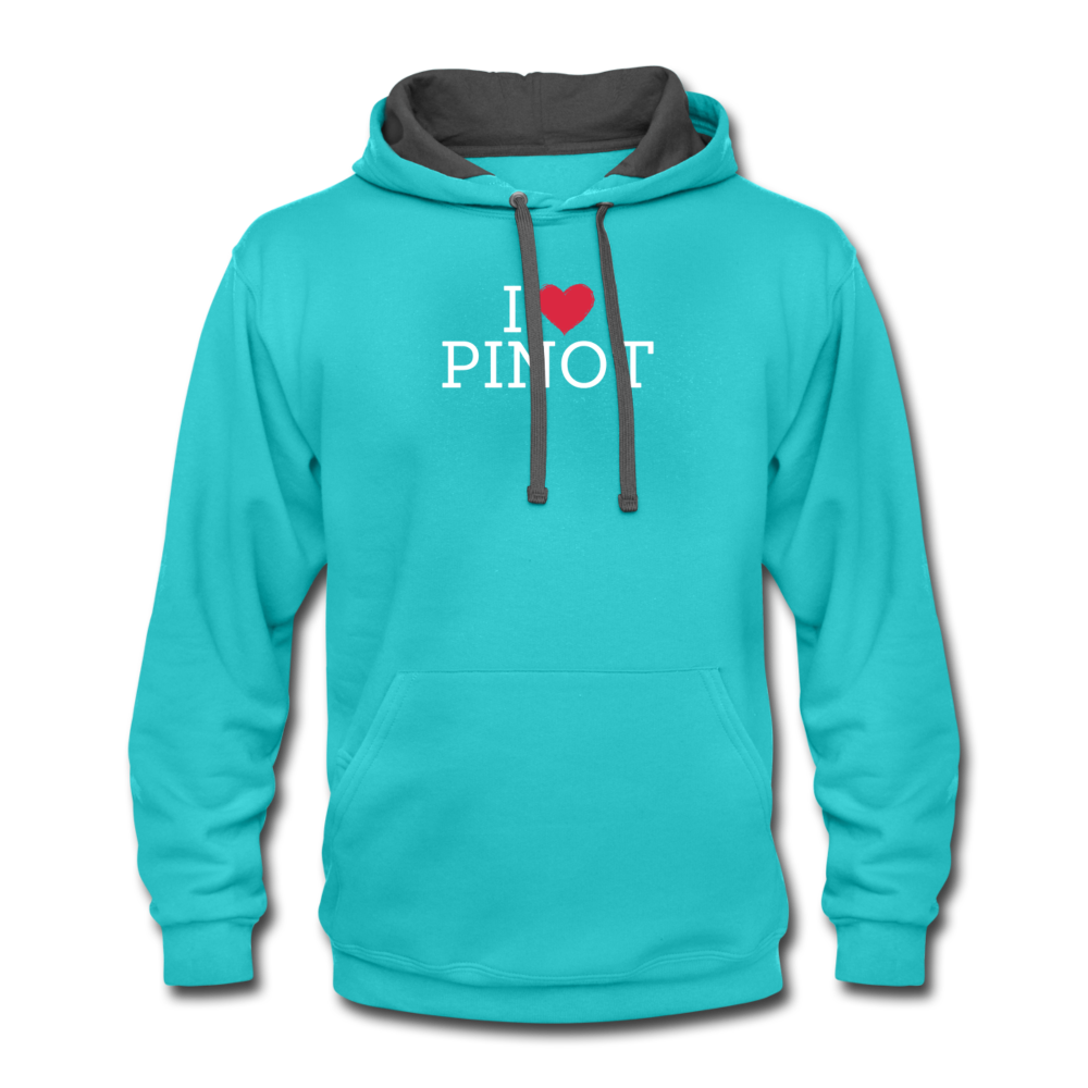 I "heart" Pinot Contrast Hoodie - scuba blue/asphalt