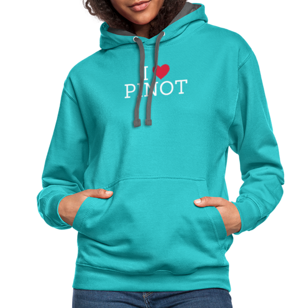 I "heart" Pinot Contrast Hoodie - scuba blue/asphalt