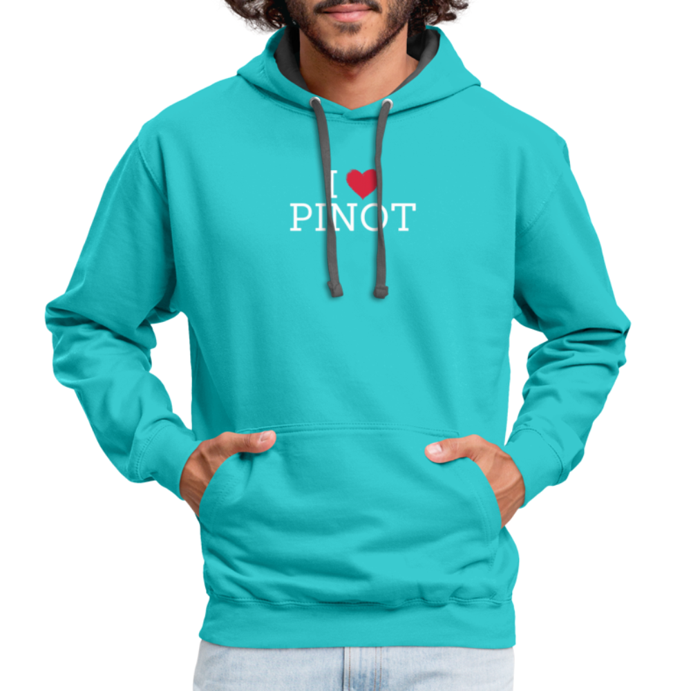I "heart" Pinot Contrast Hoodie - scuba blue/asphalt