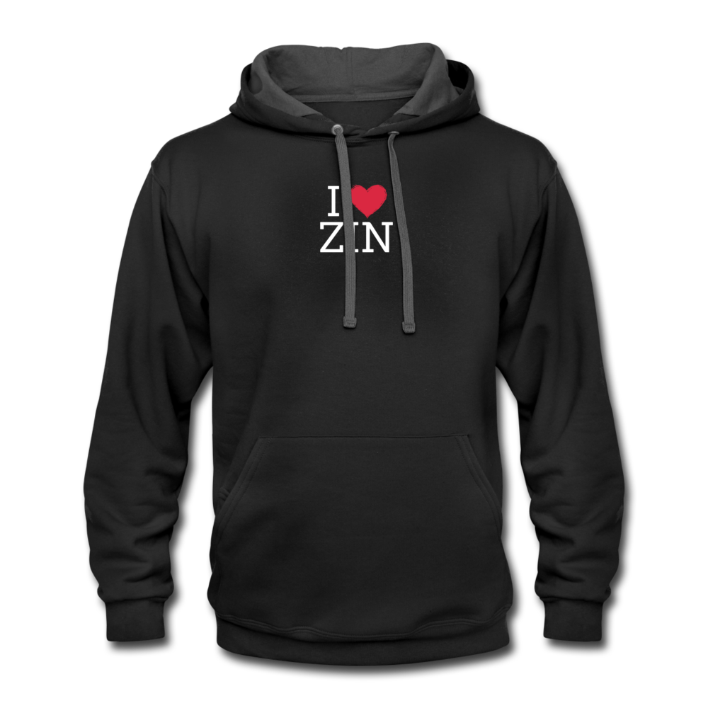 I "heart" Zin Contrast Hoodie - black/asphalt