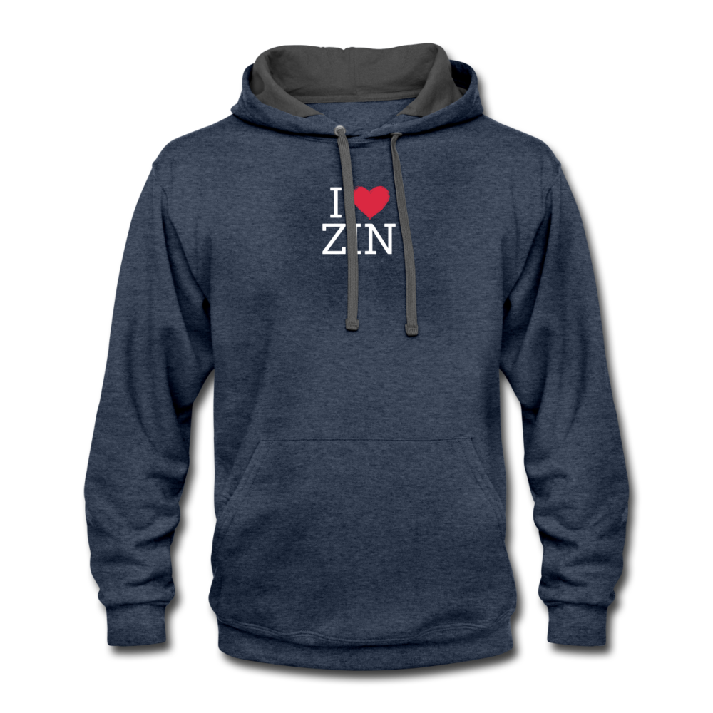 I "heart" Zin Contrast Hoodie - indigo heather/asphalt
