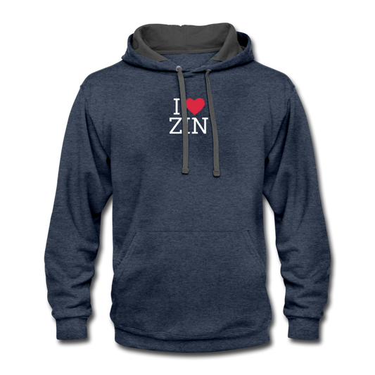 I "heart" Zin Contrast Hoodie - indigo heather/asphalt
