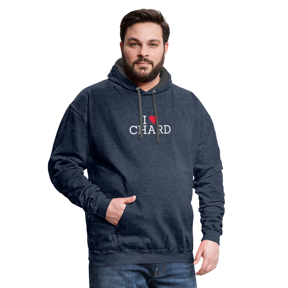 I "heart" Chard Contrast Hoodie - indigo heather/asphalt