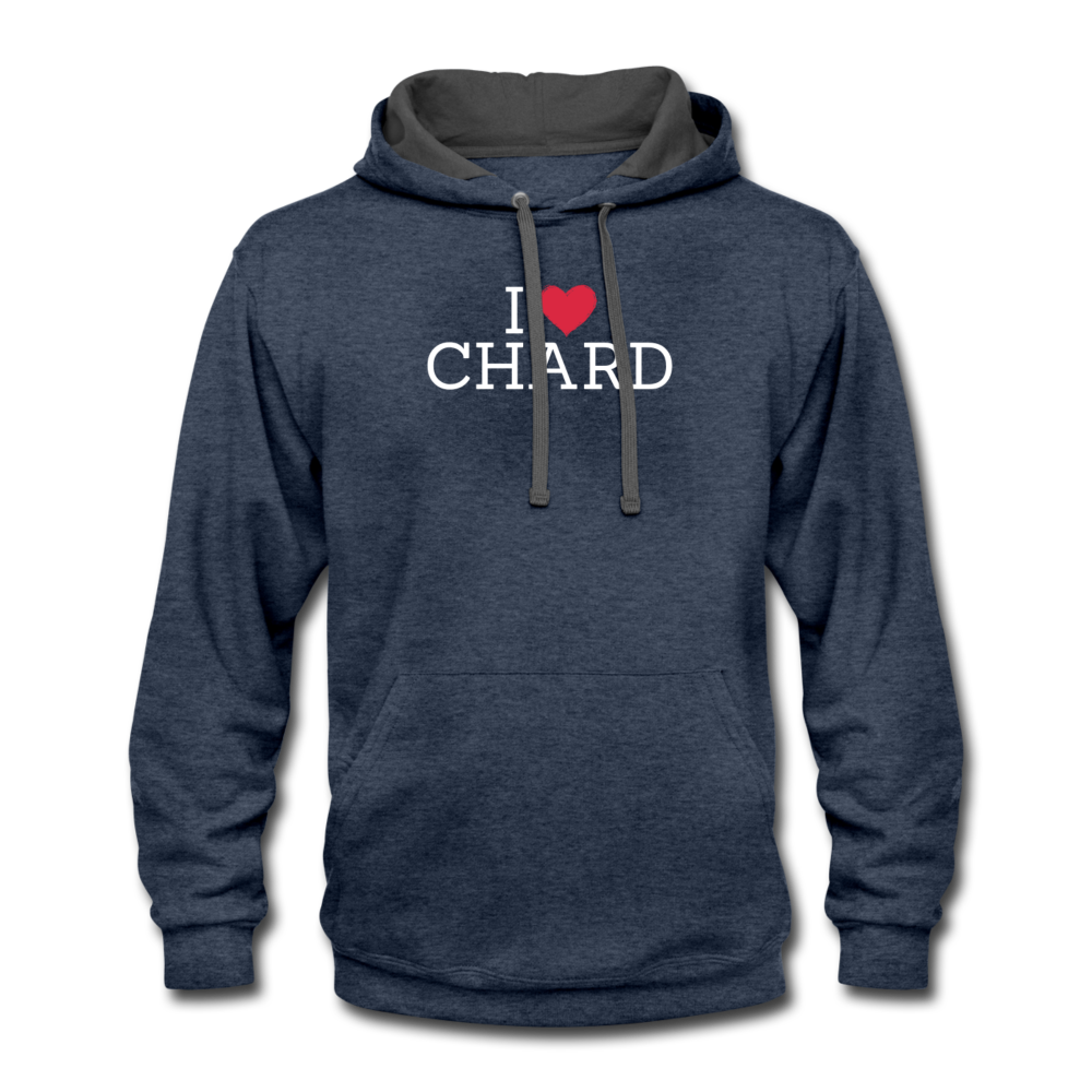 I "heart" Chard Contrast Hoodie - indigo heather/asphalt