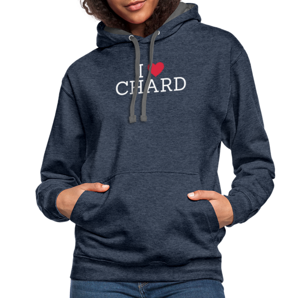 I "heart" Chard Contrast Hoodie - indigo heather/asphalt