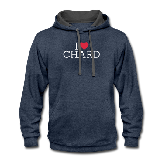 I "heart" Chard Contrast Hoodie - indigo heather/asphalt