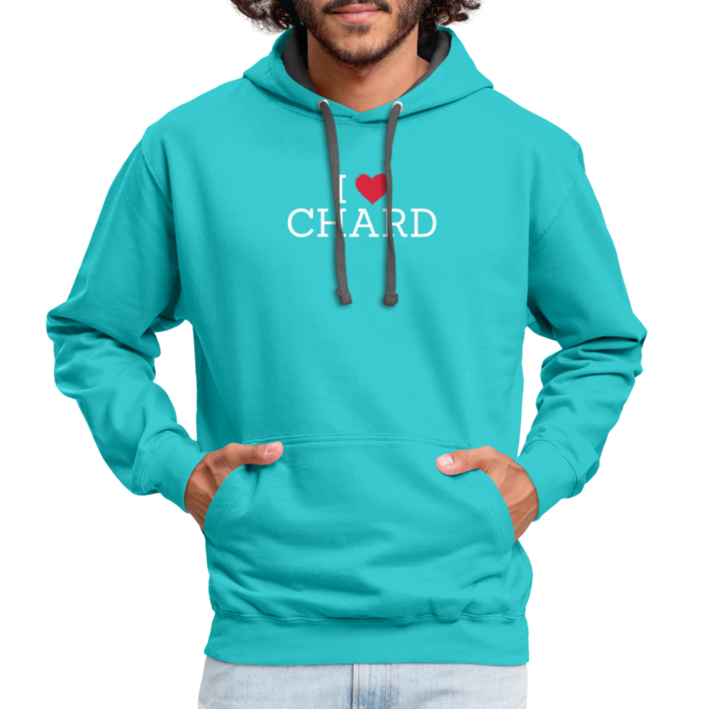 I "heart" Chard Contrast Hoodie - scuba blue/asphalt