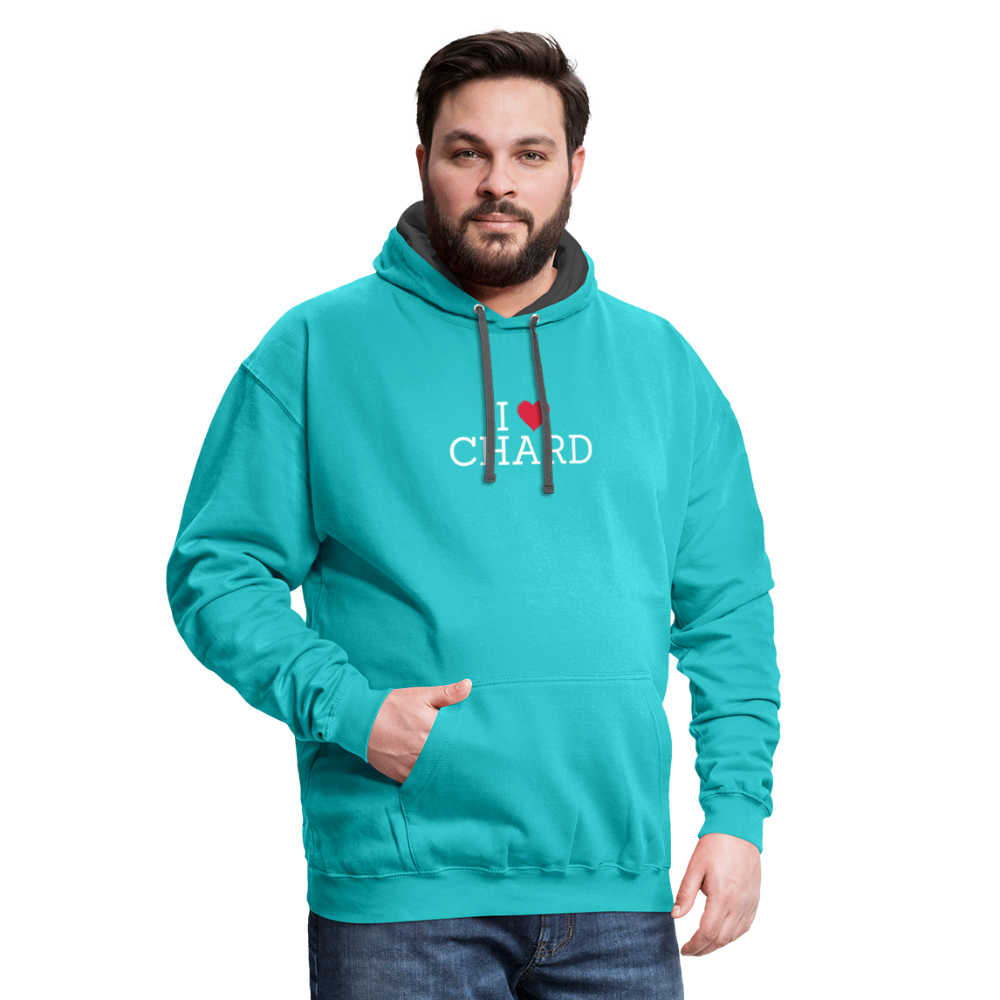 I "heart" Chard Contrast Hoodie - scuba blue/asphalt