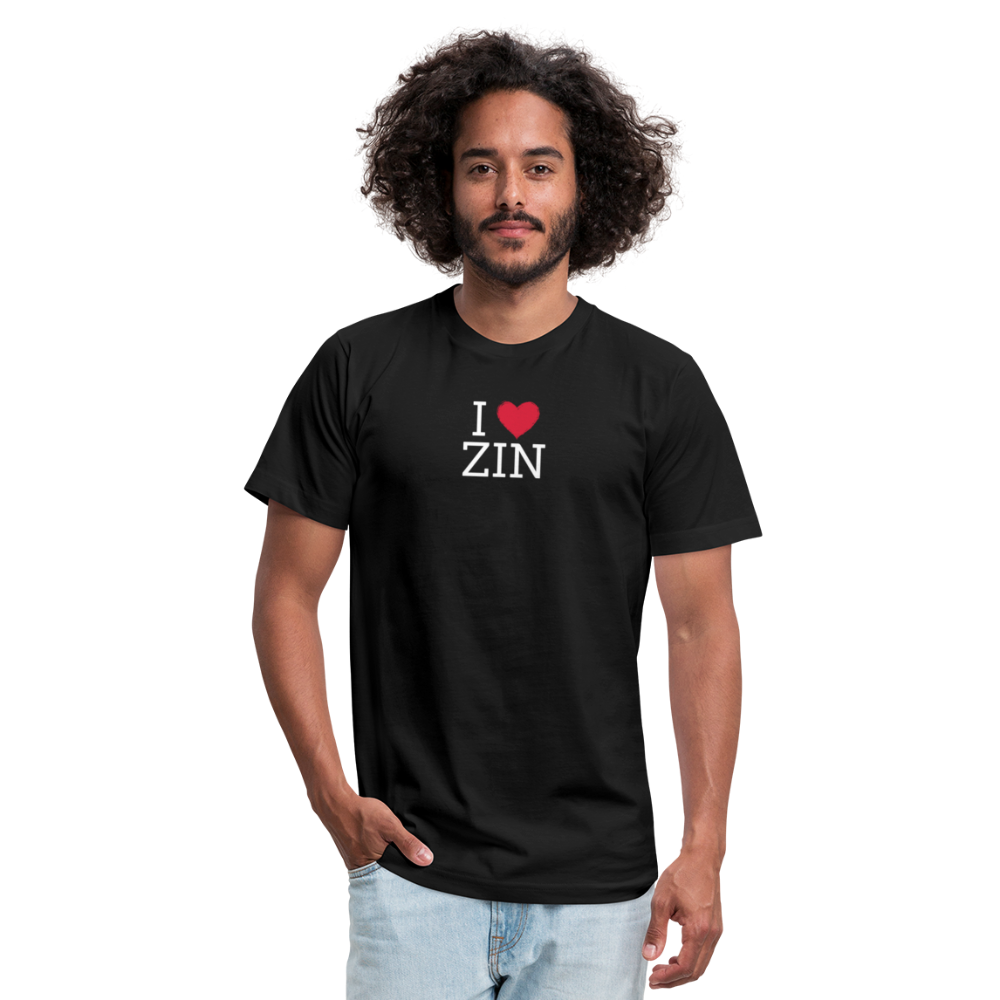 I "heart" Zin Unisex Jersey T-Shirt by Bella + Canvas - black