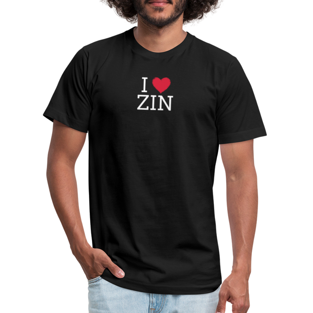 I "heart" Zin Unisex Jersey T-Shirt by Bella + Canvas - black