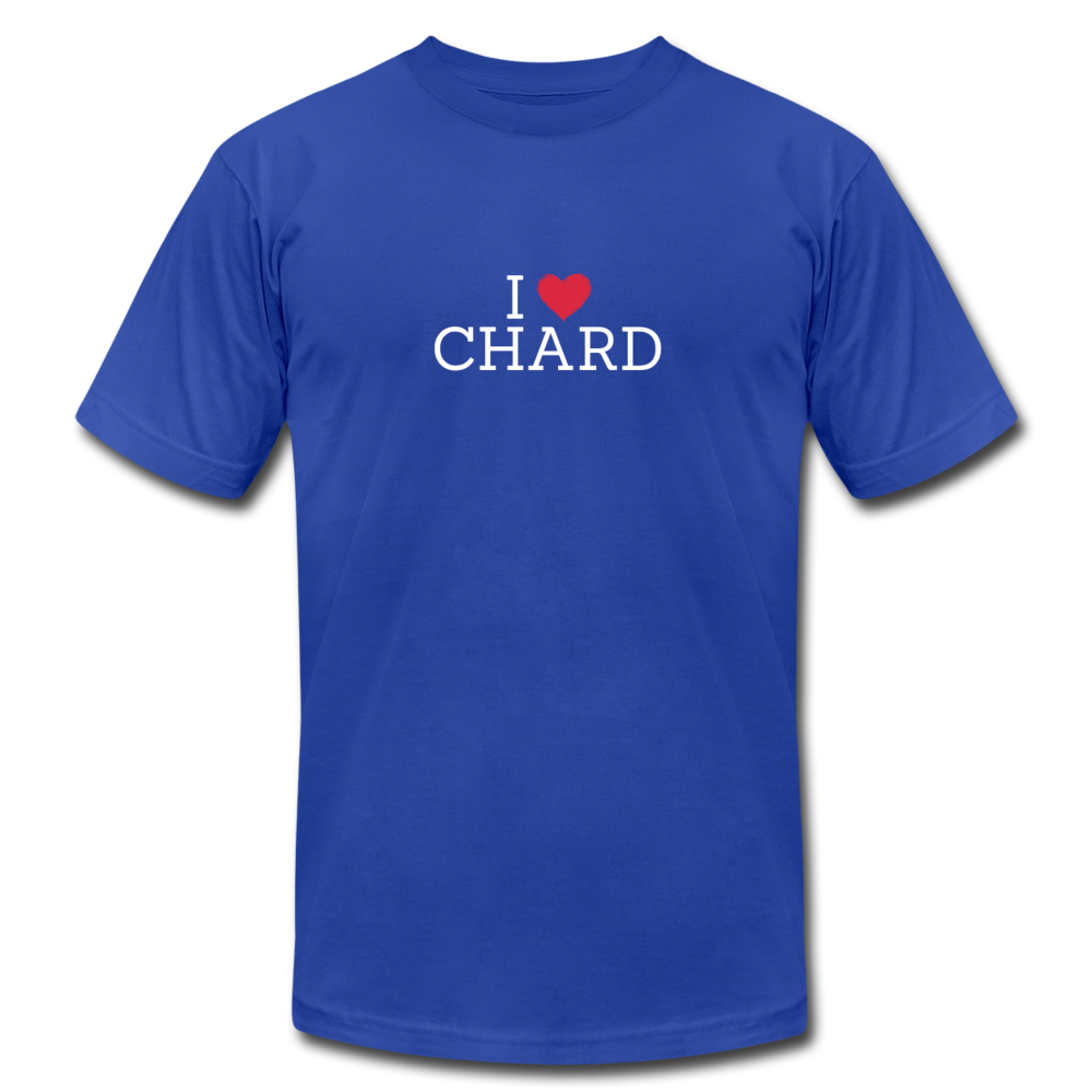 I "heart" Chard Unisex Jersey T-Shirt by Bella + Canvas - royal blue