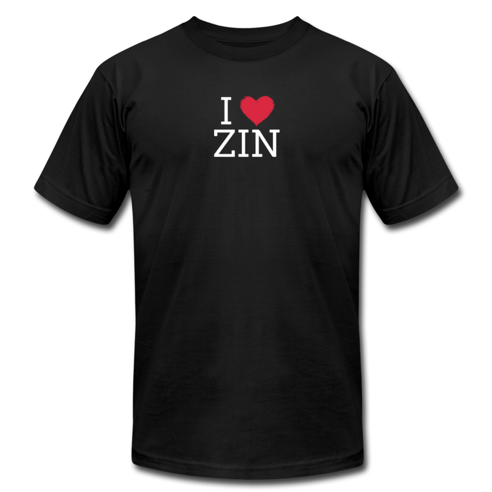 I "heart" Zin Unisex Jersey T-Shirt by Bella + Canvas - black
