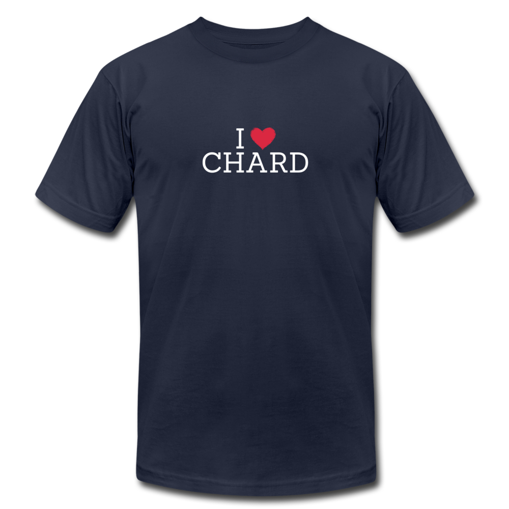 I "heart" Chard Unisex Jersey T-Shirt by Bella + Canvas - navy